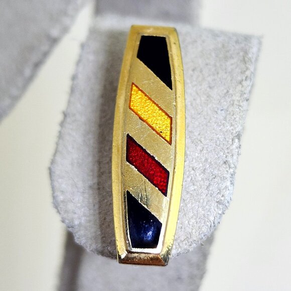 Vintage Men's Gold Finish Black Yellow Red Modern Style Bar Lapel Suit Pin - Picture 3 of 7
